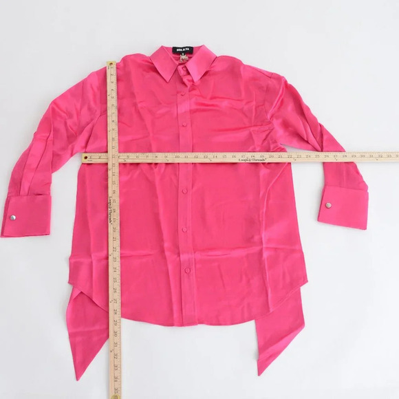 SER.O.YA Mel Top Hot Pink Button Up Front Open Back Blouse S NWT - Picture 4 of 13